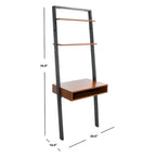 Leaning Desk with 2 Shelves - Black Ladder Style Home Office Desk 76.9" H x 28" W - Industrial Farmhouse Writing Desk