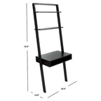 Leaning Desk with 2 Shelves - Black Ladder Style Home Office Desk 76.9" H x 28" W - Industrial Farmhouse Writing Desk