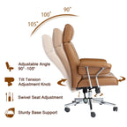 Ergonomic High-Back Office Chair with PU Leather, 360° Swivel, Height Adjustable, Tufted Design