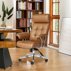 Ergonomic High-Back Office Chair with PU Leather, 360° Swivel, Height Adjustable, Tufted Design