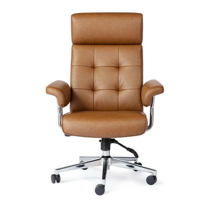 Ergonomic High-Back Office Chair with PU Leather, 360° Swivel, Height Adjustable, Tufted Design