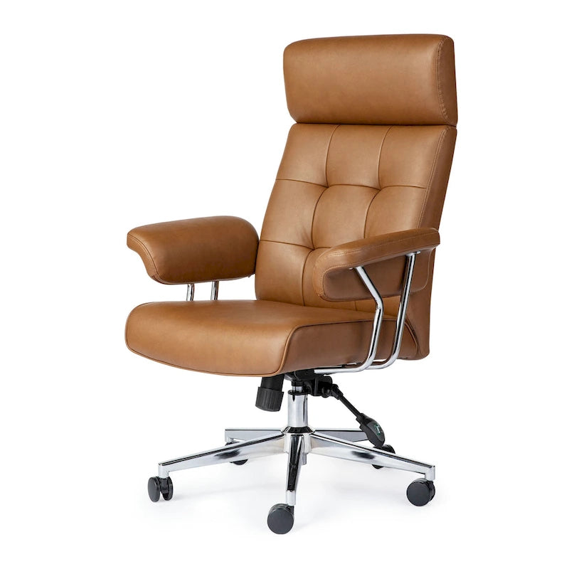 Ergonomic High-Back Office Chair with PU Leather, 360° Swivel, Height Adjustable, Tufted Design