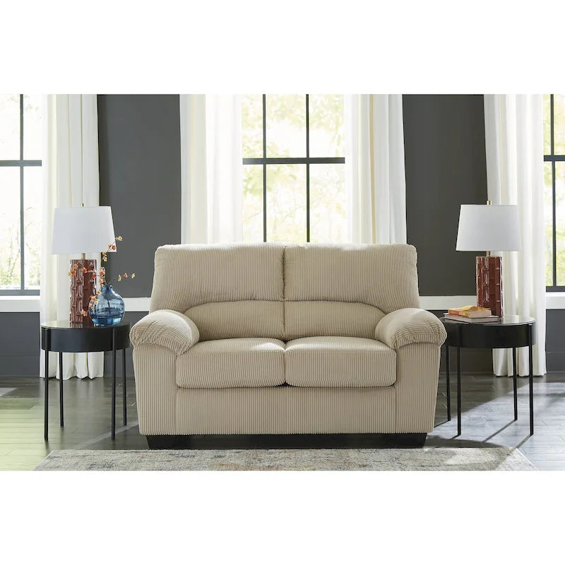 Contemporary Corduroy Loveseat with Cushions, Platform Foundation, 63" W x 38" D x 40" H