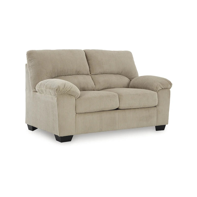 Contemporary Corduroy Loveseat with Cushions, Platform Foundation, 63" W x 38" D x 40" H