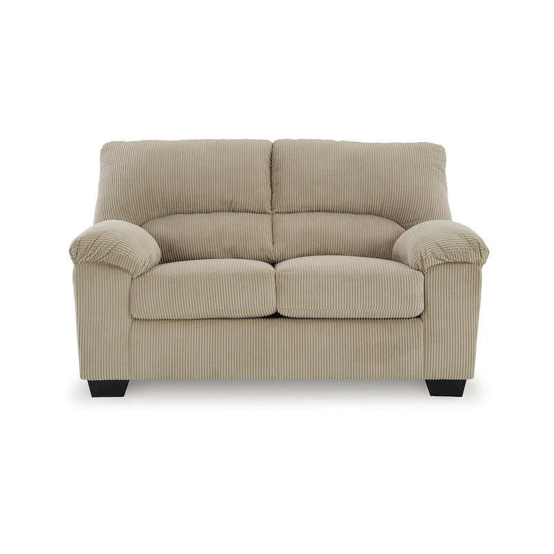 Contemporary Corduroy Loveseat with Cushions, Platform Foundation, 63" W x 38" D x 40" H