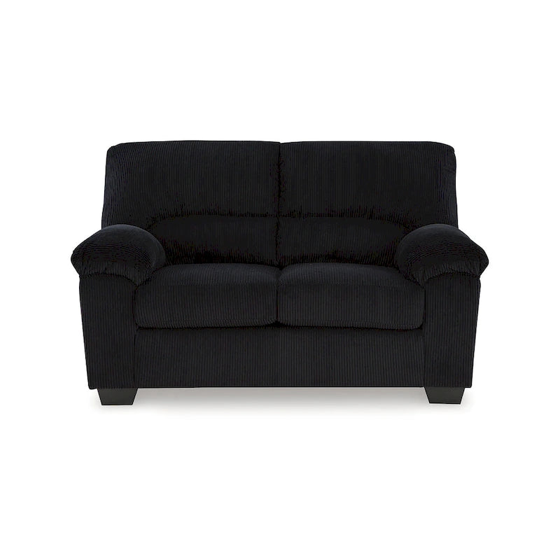 Contemporary Corduroy Loveseat with Cushions, Platform Foundation, 63" W x 38" D x 40" H