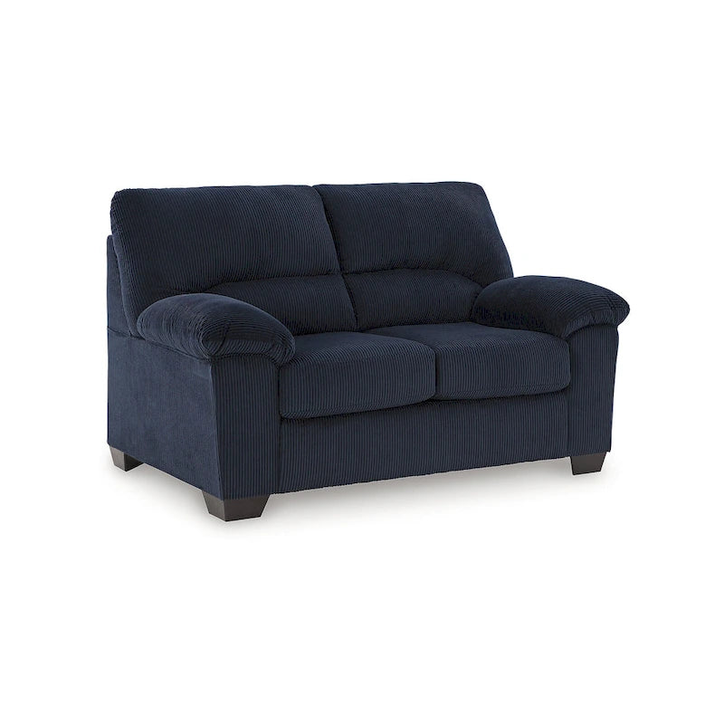 Contemporary Corduroy Loveseat with Cushions, Platform Foundation, 63" W x 38" D x 40" H