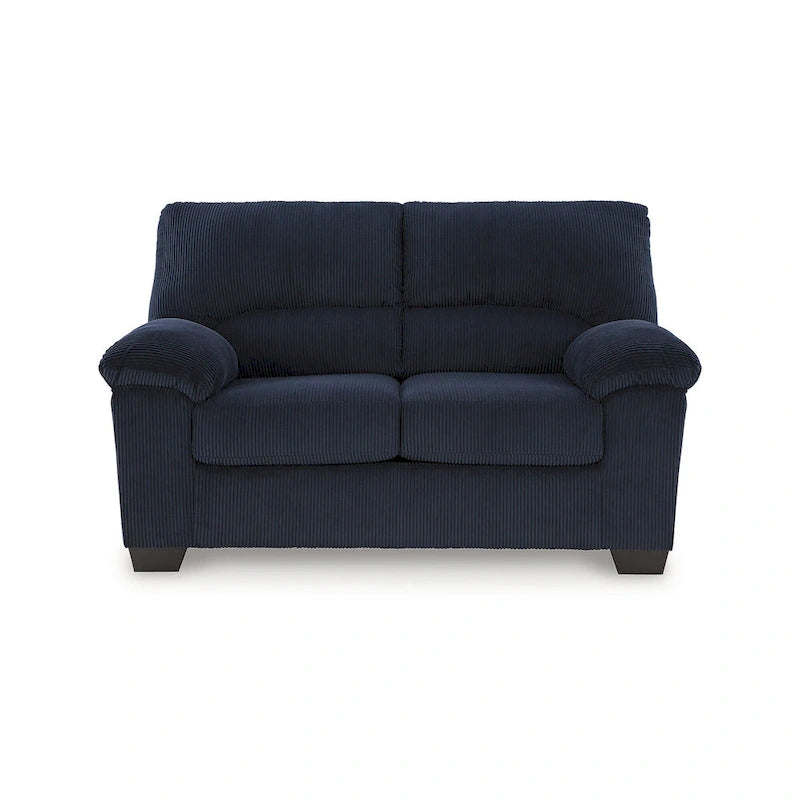 Contemporary Corduroy Loveseat with Cushions, Platform Foundation, 63" W x 38" D x 40" H
