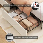 Velvet Platform Bed Frame - Wingback Headboard with RGB LED Lights, 4 Storage Drawers, Noise-Free Metal Frame, Easy Assembly