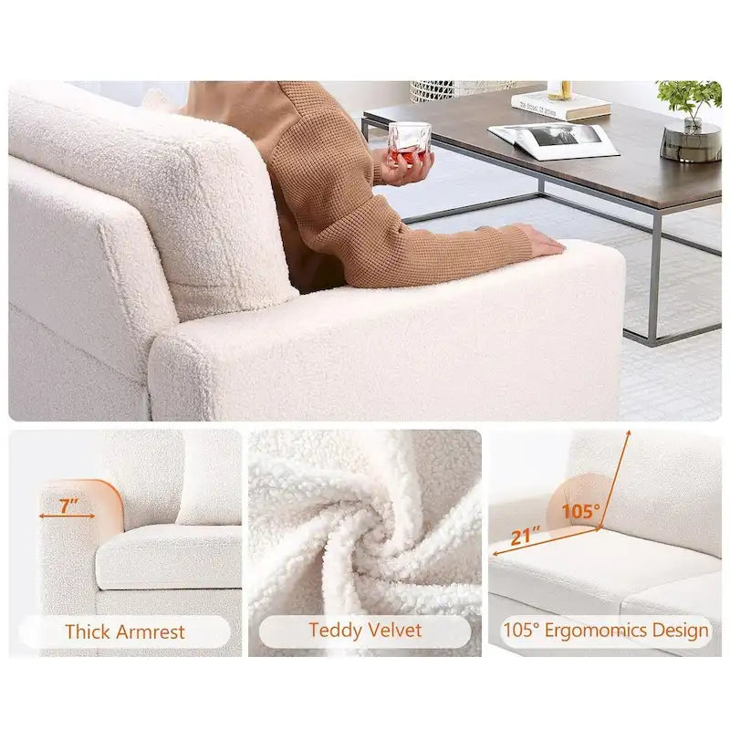 83" Modern Loveseat Sofa Couch with Boucle Fabric, 900LB Capacity, Beige Living Room Furniture