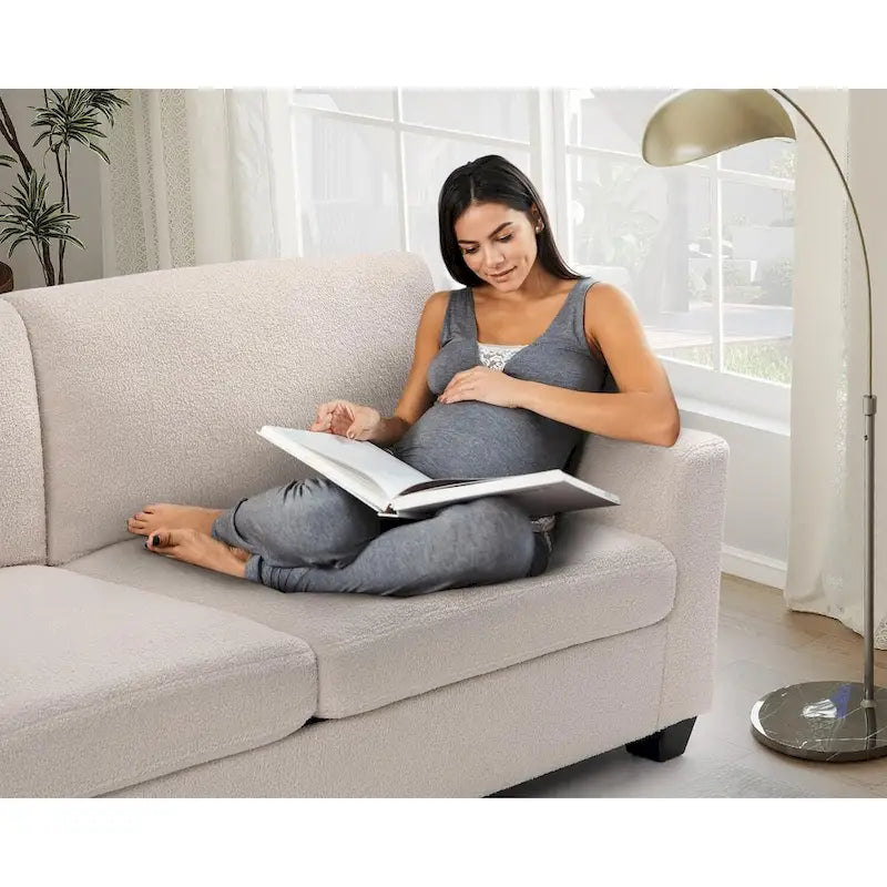 83" Modern Loveseat Sofa Couch with Boucle Fabric, 900LB Capacity, Beige Living Room Furniture