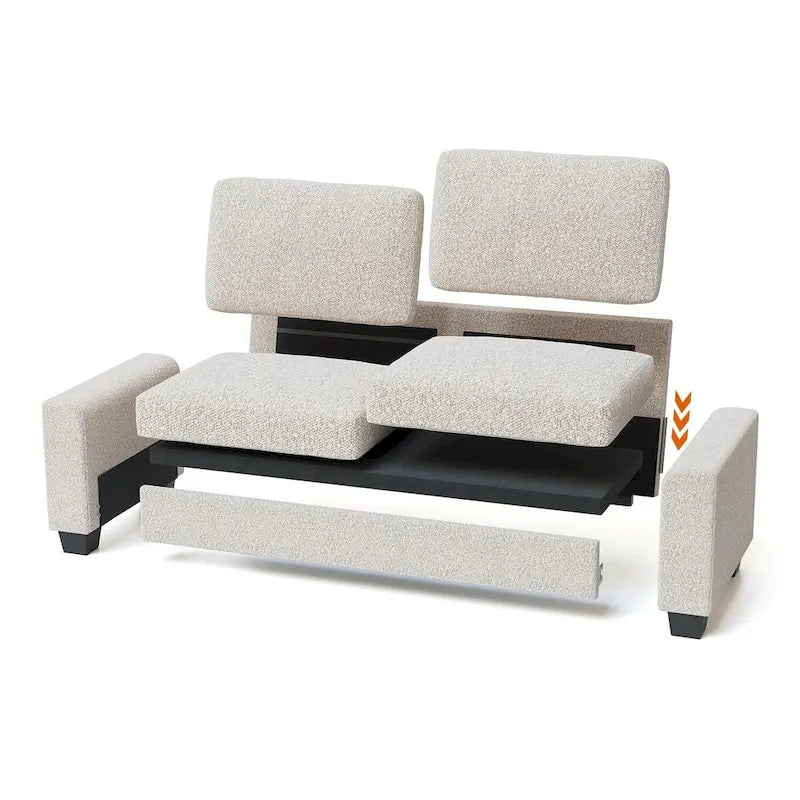 83" Modern Loveseat Sofa Couch with Boucle Fabric, 900LB Capacity, Beige Living Room Furniture