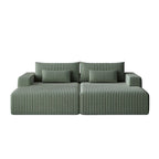 102 Corduroy Cloud Chaise Sectional with Reclining Sofa Bed, No-Assembly Design & Ergonomic Backrest