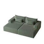 102 Corduroy Cloud Chaise Sectional with Reclining Sofa Bed, No-Assembly Design & Ergonomic Backrest