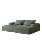 102 Corduroy Cloud Chaise Sectional with Reclining Sofa Bed, No-Assembly Design & Ergonomic Backrest