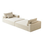 102 Corduroy Cloud Chaise Sectional with Reclining Sofa Bed, No-Assembly Design & Ergonomic Backrest