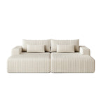 102 Corduroy Cloud Chaise Sectional with Reclining Sofa Bed, No-Assembly Design & Ergonomic Backrest
