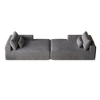 102 Corduroy Cloud Chaise Sectional with Reclining Sofa Bed, No-Assembly Design & Ergonomic Backrest