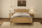 Traditional Style Platform Bed with Rattan Headboard and Footboard for Bedroom