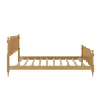 King Size Platform Bed Frame with Natural Rattan Headboard & Footboard - French Provincial Style Solid Pine Wood Bed