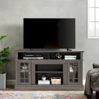 58" TV Stand Entertainment Center with Storage for TVs up to 65" - Dark Walnut Wood Finish