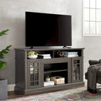 58" TV Stand Entertainment Center with Storage for TVs up to 65" - Dark Walnut Wood Finish