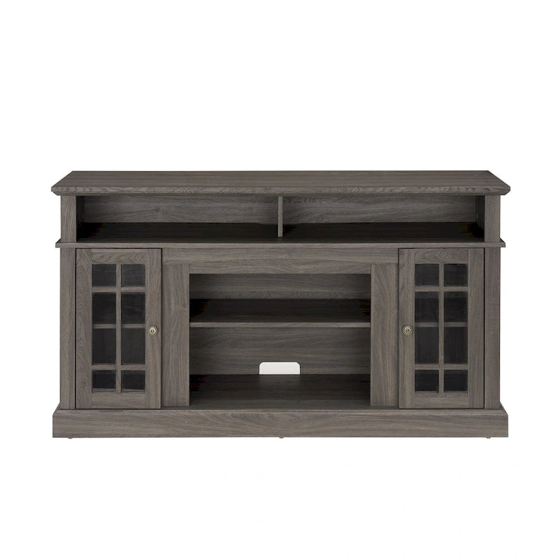 58" TV Stand Entertainment Center with Storage for TVs up to 65" - Dark Walnut Wood Finish