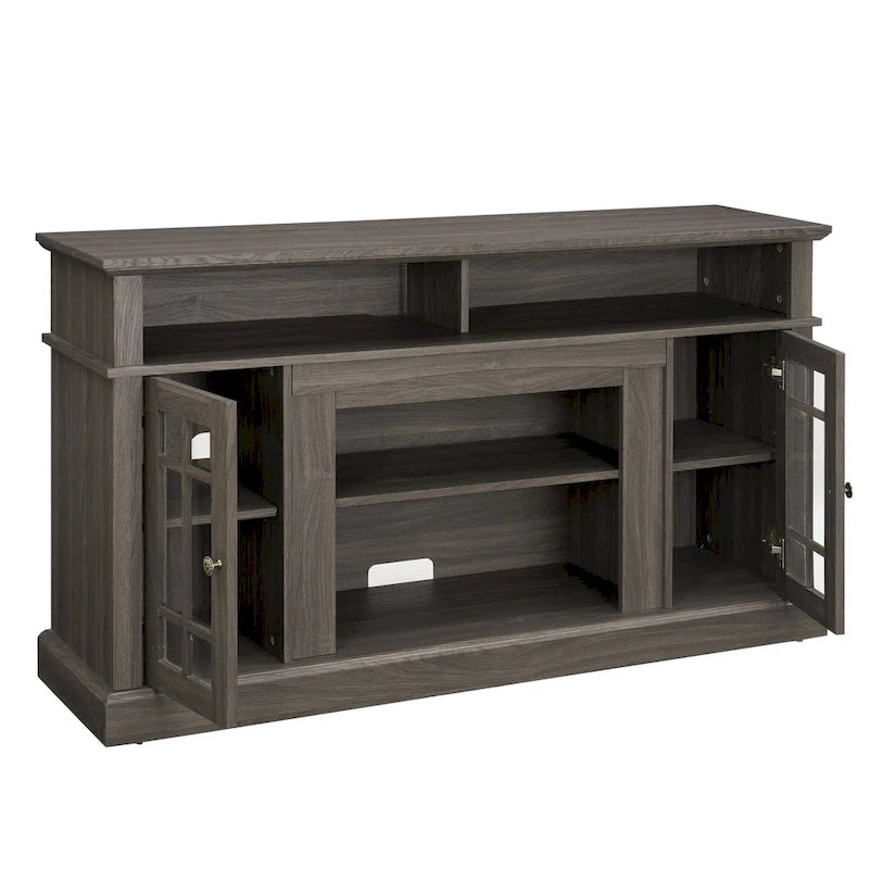 58" TV Stand Entertainment Center with Storage for TVs up to 65" - Dark Walnut Wood Finish