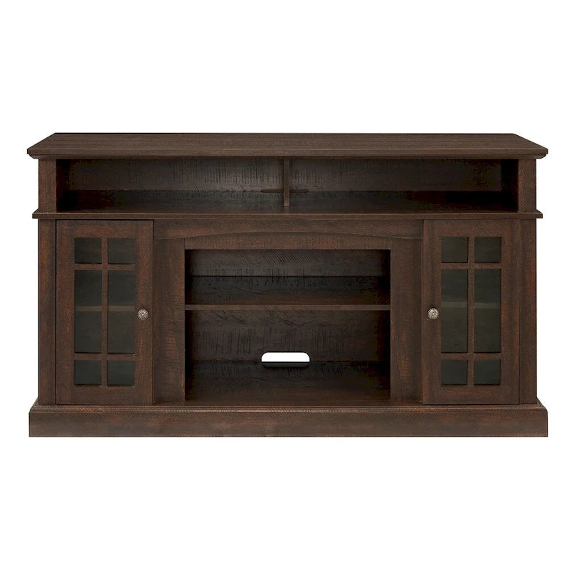58" TV Stand Entertainment Center with Storage for TVs up to 65" - Dark Walnut Wood Finish