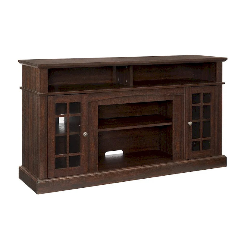 58" TV Stand Entertainment Center with Storage for TVs up to 65" - Dark Walnut Wood Finish