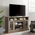 58" TV Stand Entertainment Center with Storage for TVs up to 65" - Dark Walnut Wood Finish