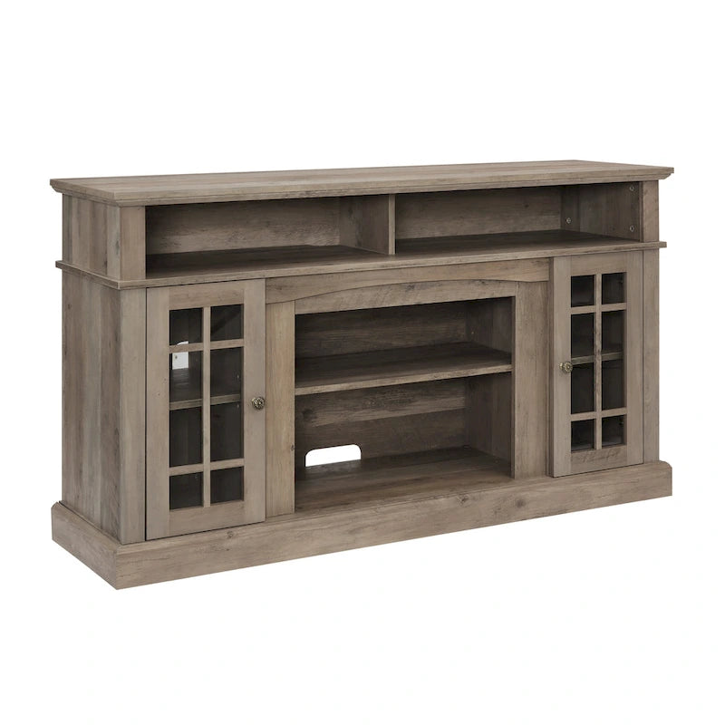 58" TV Stand Entertainment Center with Storage for TVs up to 65" - Dark Walnut Wood Finish