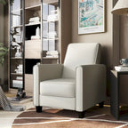 Traditional Fabric Recliner Chair with Footrest - 36.5"H Welted Padded Armchair, 250 lbs Capacity - Beige/Blue/Grey