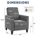 Traditional Fabric Recliner Chair with Footrest - 36.5"H Welted Padded Armchair, 250 lbs Capacity - Beige/Blue/Grey