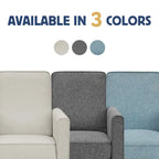 Traditional Fabric Recliner Chair with Footrest - 36.5"H Welted Padded Armchair, 250 lbs Capacity - Beige/Blue/Grey