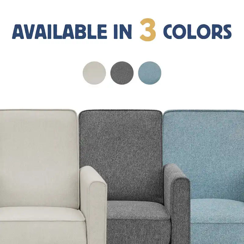 Traditional Fabric Recliner Chair with Footrest - 36.5"H Welted Padded Armchair, 250 lbs Capacity - Beige/Blue/Grey