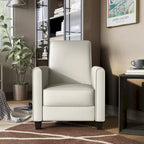 Traditional Fabric Recliner Chair with Footrest - 36.5"H Welted Padded Armchair, 250 lbs Capacity - Beige/Blue/Grey