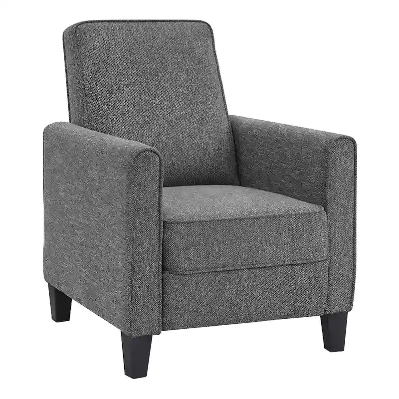 Traditional Fabric Recliner Chair with Footrest - 36.5"H Welted Padded Armchair, 250 lbs Capacity - Beige/Blue/Grey