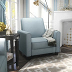 Traditional Fabric Recliner Chair with Footrest - 36.5"H Welted Padded Armchair, 250 lbs Capacity - Beige/Blue/Grey