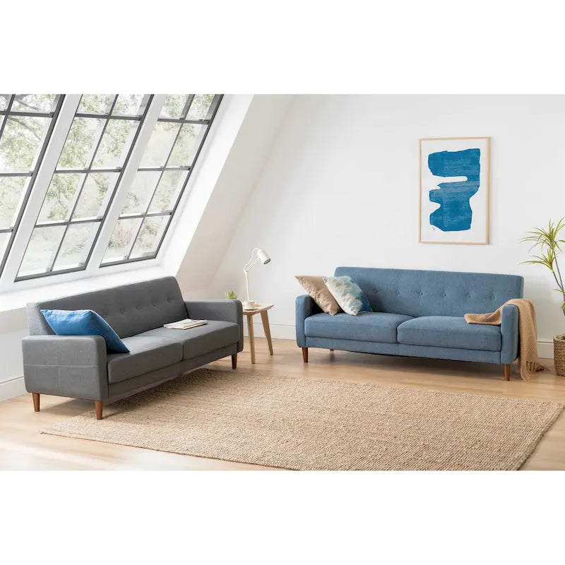 Modern Tufted Linen Sofa 73" with Armrest Storage Pockets - Eucalyptus Wood Frame High Density Foam Cushions Tool-Free Assembly