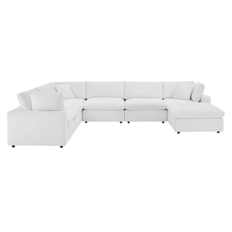 7-Piece Sectional Sofa - Down Filled Overstuffed Performance Velvet, Modern L-Shaped Couch with Ottoman, 119"L x 158"W, Stain-Resistant