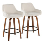 Porch & Den Galotti 26 Fixed-Height Counter Stool with Bent Wood Legs & Round Footrest (Set of 2)