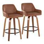 Porch & Den Galotti 26 Fixed-Height Counter Stool with Bent Wood Legs & Round Footrest (Set of 2)