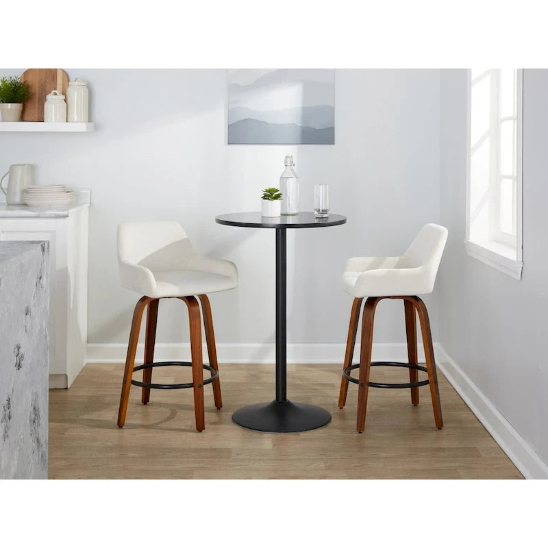 Porch & Den Galotti 26 Fixed-Height Counter Stool with Bent Wood Legs & Round Footrest (Set of 2)