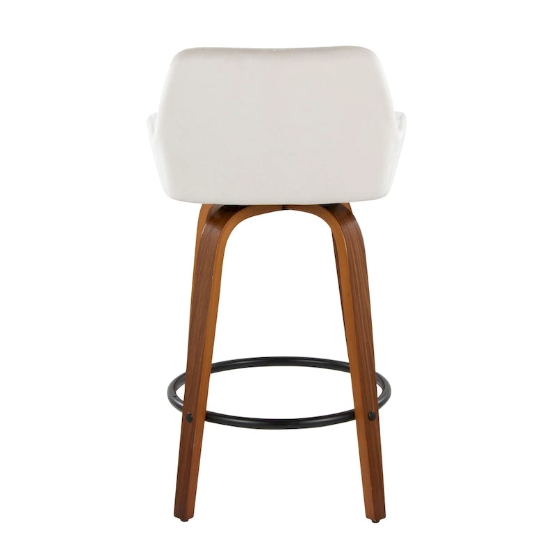 Porch & Den Galotti 26 Fixed-Height Counter Stool with Bent Wood Legs & Round Footrest (Set of 2)