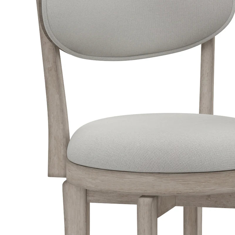 Midcentury Modern Wood Swivel Counter Stool - 360° Upholstered Seat, 25.5" Height, Black/Gray Finish, 38.25"H x 20"W x 17.5"D