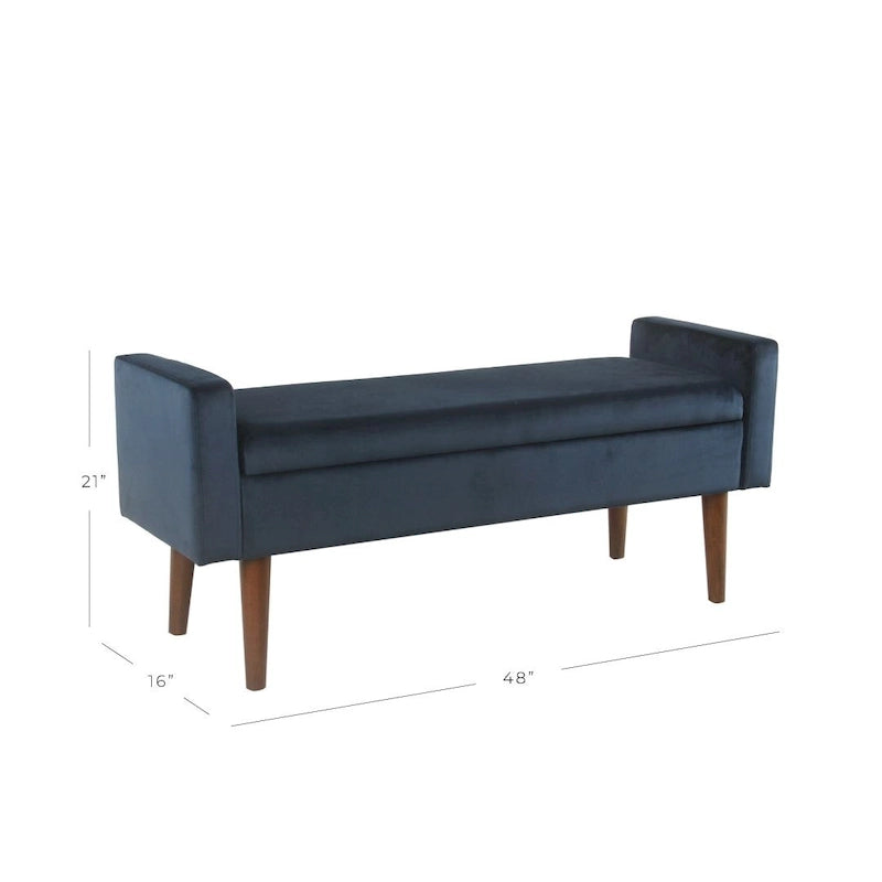 Carson Carrington Hamn Velvet Storage Bench - Dark Navy