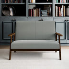 CraftPorch Wenge Wood Mid-Century Modern Linen Loveseat