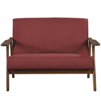 Mid-Century Modern Loveseat 2-Seater Sofa with Wooden Arms - Light Gray Linen Upholstery 46.69" W x 32.31" H