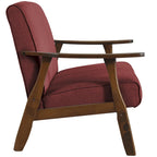 Mid-Century Modern Loveseat 2-Seater Sofa with Wooden Arms - Light Gray Linen Upholstery 46.69" W x 32.31" H